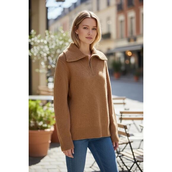 Calvin Klein Women's ​Quarter-Zip Ribbed Collar Sweater Hazelnut Size XL NWT - Picture 4 of 12